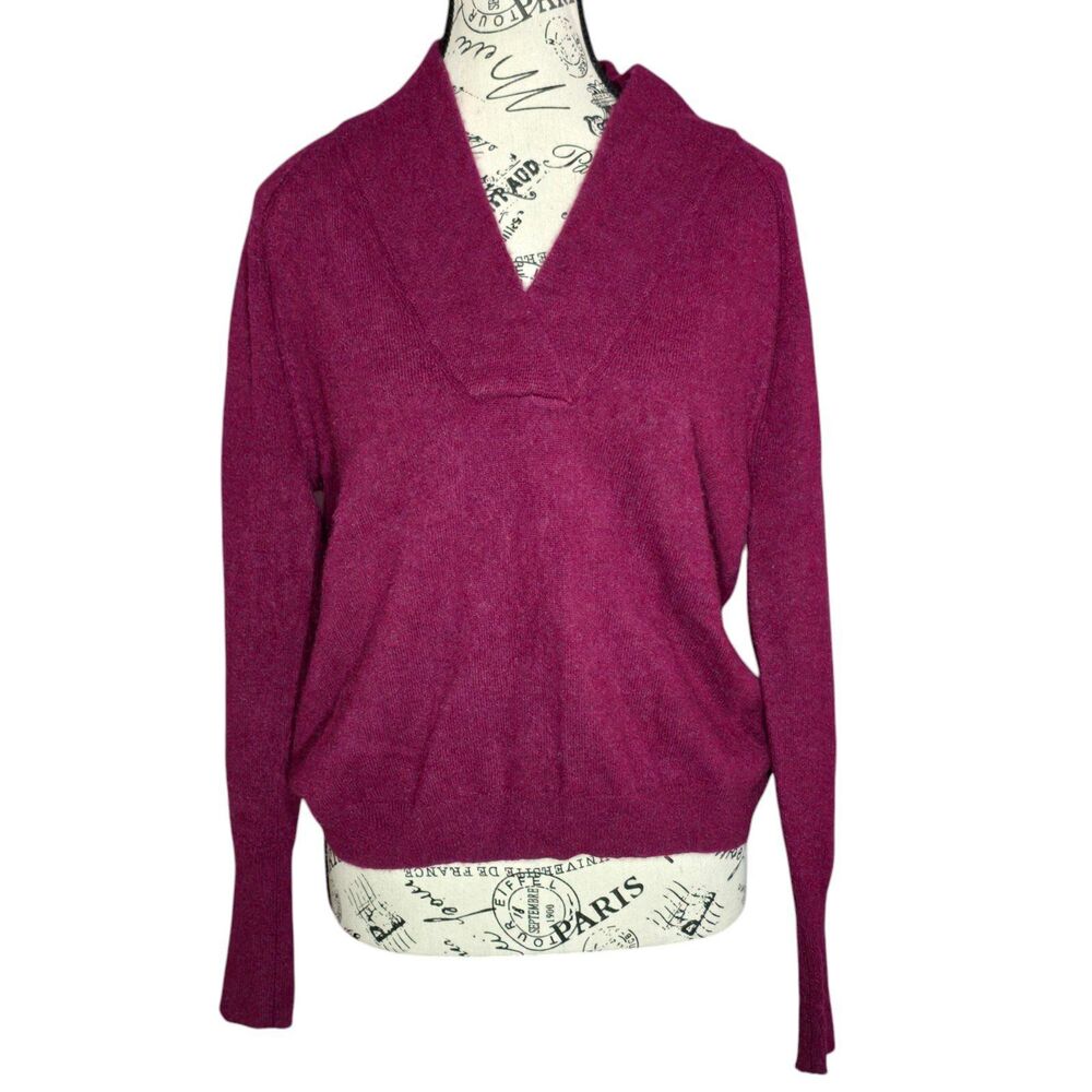Sundance Zadie 100% Cashmere magenta v-neck sweater.  Small